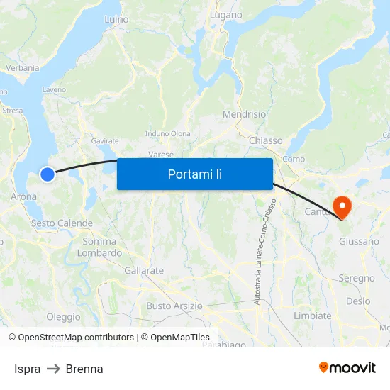 Ispra to Brenna map