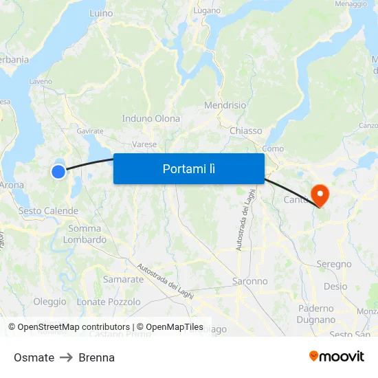 Osmate to Brenna map
