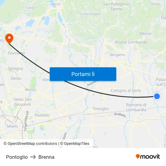 Pontoglio to Brenna map
