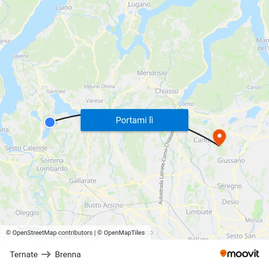 Ternate to Brenna map