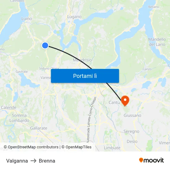 Valganna to Brenna map