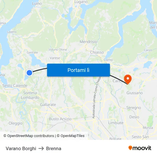 Varano Borghi to Brenna map