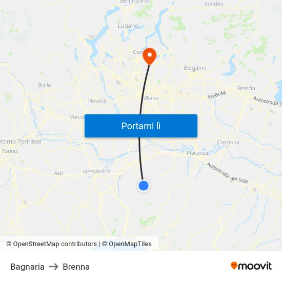 Bagnaria to Brenna map