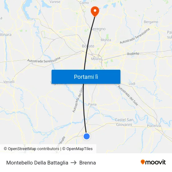 Montebello Della Battaglia to Brenna map