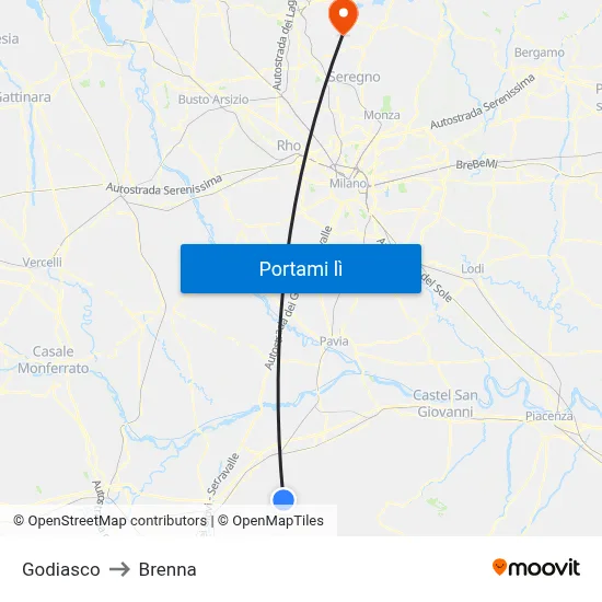 Godiasco to Brenna map
