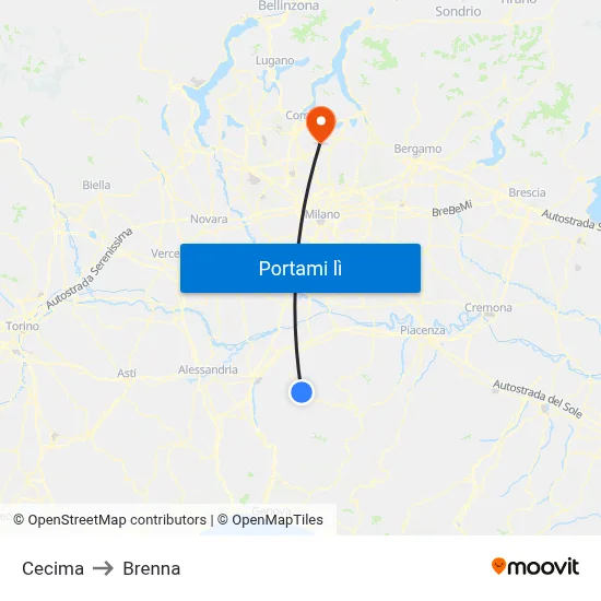 Cecima to Brenna map