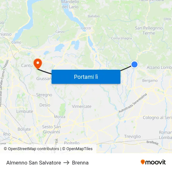 Almenno San Salvatore to Brenna map