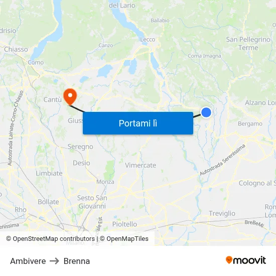 Ambivere to Brenna map