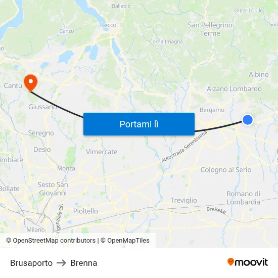 Brusaporto to Brenna map