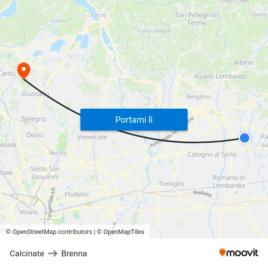 Calcinate to Brenna map