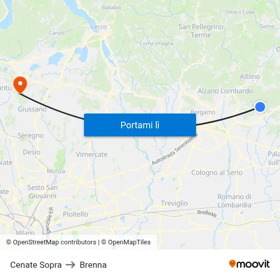 Cenate Sopra to Brenna map