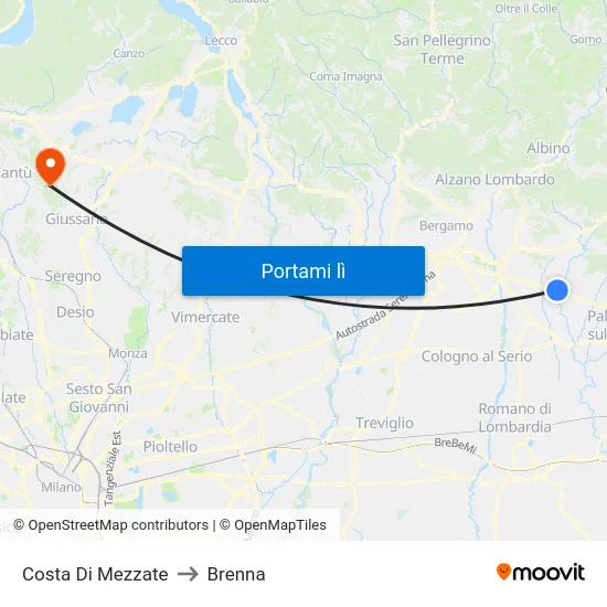 Costa Di Mezzate to Brenna map
