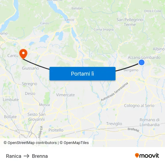 Ranica to Brenna map