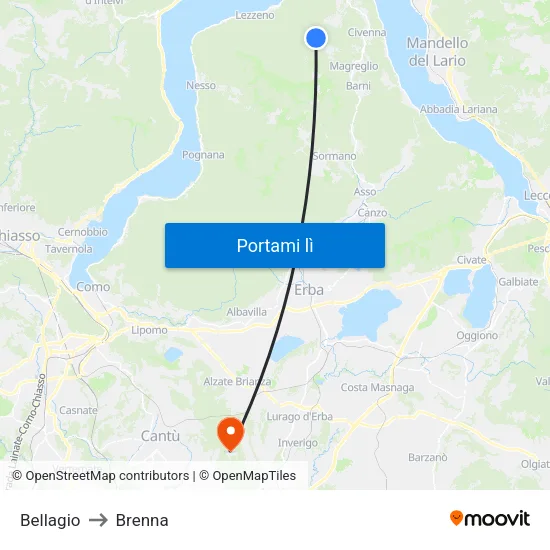 Bellagio to Brenna map