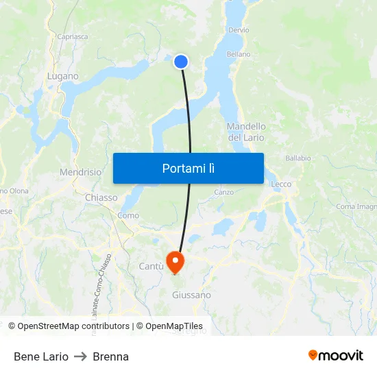 Bene Lario to Brenna map