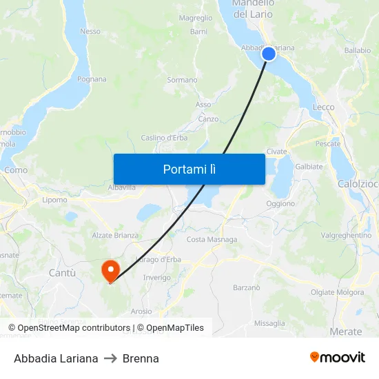Abbadia Lariana to Brenna map