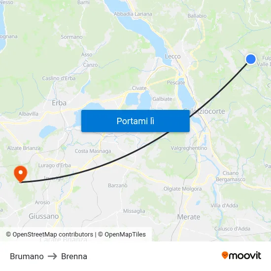Brumano to Brenna map