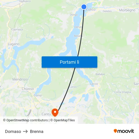 Domaso to Brenna map