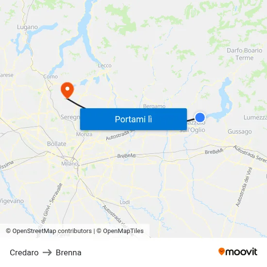 Credaro to Brenna map