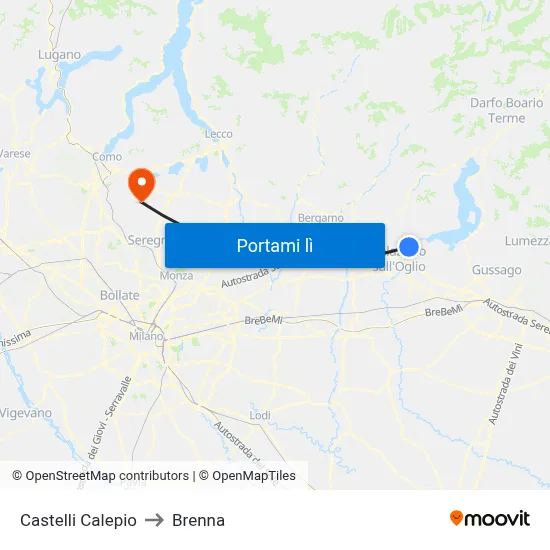 Castelli Calepio to Brenna map
