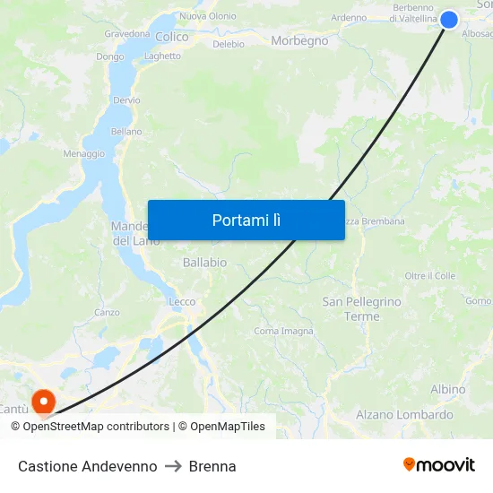 Castione Andevenno to Brenna map