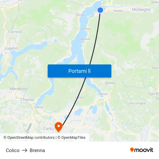 Colico to Brenna map