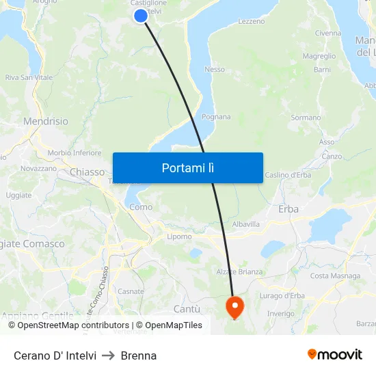Cerano D' Intelvi to Brenna map