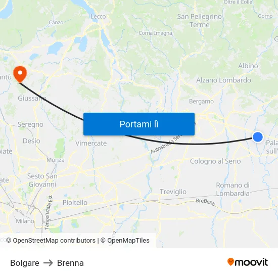 Bolgare to Brenna map