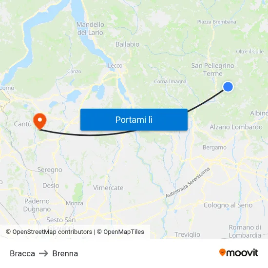 Bracca to Brenna map