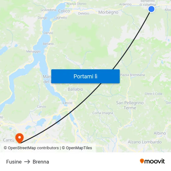 Fusine to Brenna map