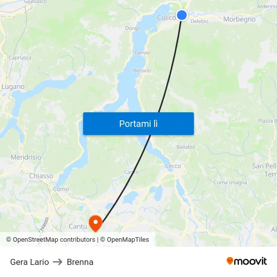 Gera Lario to Brenna map