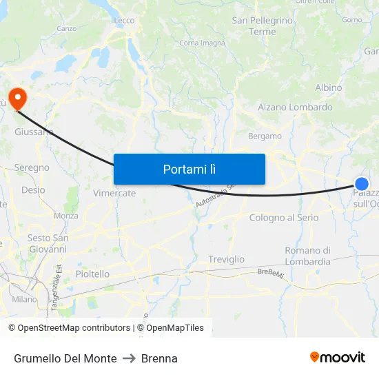 Grumello Del Monte to Brenna map