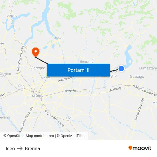 Iseo to Brenna map