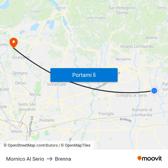Mornico Al Serio to Brenna map