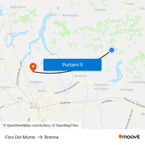 Fino Del Monte to Brenna map