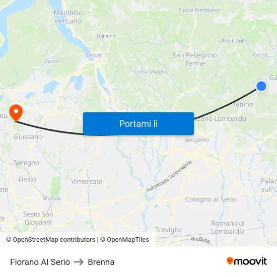 Fiorano Al Serio to Brenna map