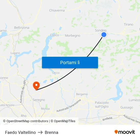 Faedo Valtellino to Brenna map