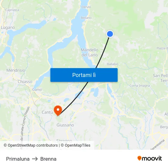 Primaluna to Brenna map