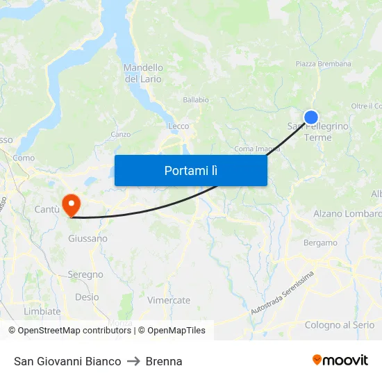 San Giovanni Bianco to Brenna map
