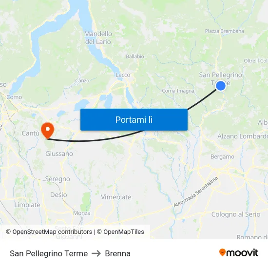 San Pellegrino Terme to Brenna map
