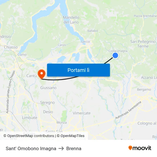 Sant' Omobono Imagna to Brenna map