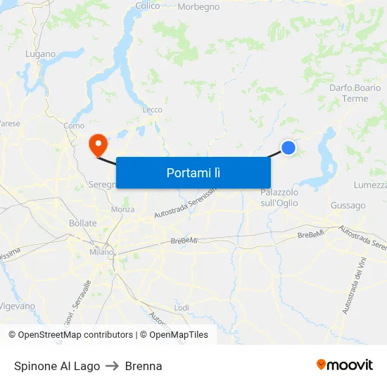 Spinone Al Lago to Brenna map