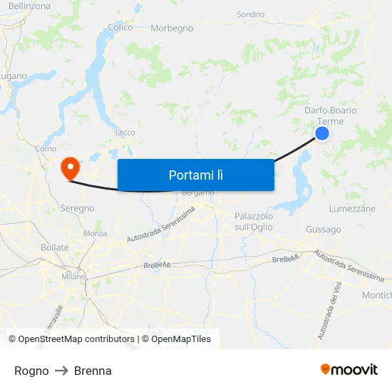 Rogno to Brenna map