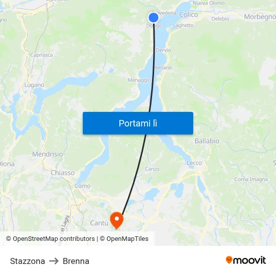 Stazzona to Brenna map