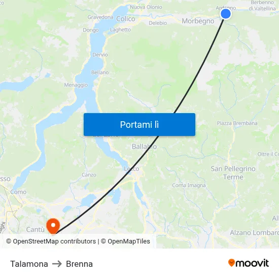 Talamona to Brenna map