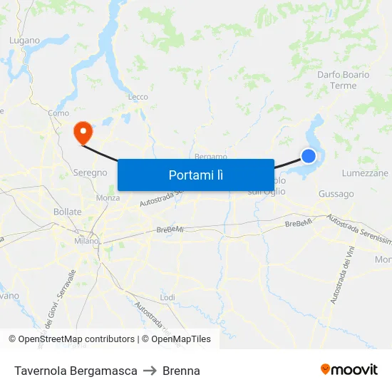 Tavernola Bergamasca to Brenna map