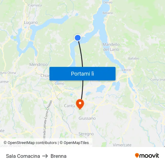 Sala Comacina to Brenna map