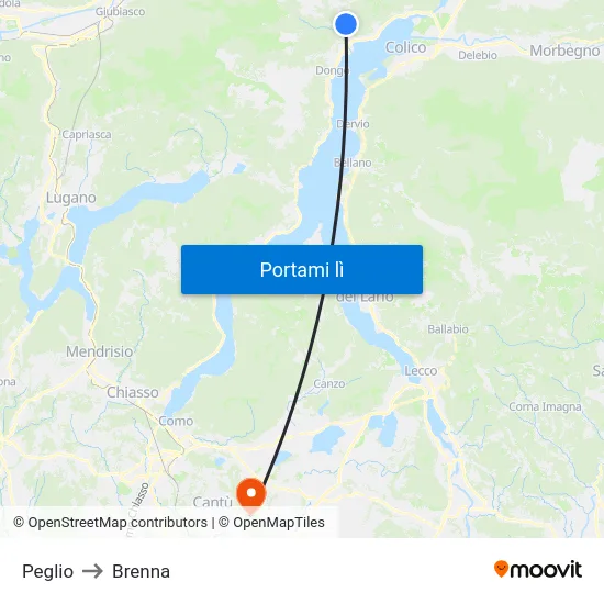 Peglio to Brenna map