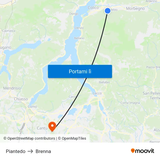 Piantedo to Brenna map