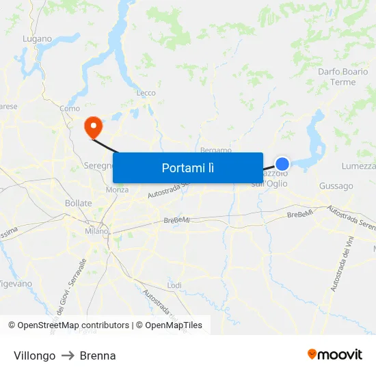 Villongo to Brenna map